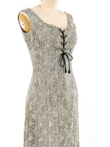 Laced Bodice Lurex Tank Dress Dress arcadeshops.com