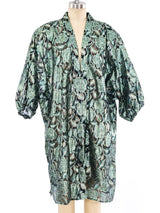 Teal Metallic Floral Duster Jacket arcadeshops.com