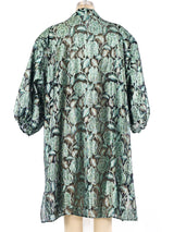 Teal Metallic Floral Duster Jacket arcadeshops.com