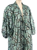 Teal Metallic Floral Duster Jacket arcadeshops.com