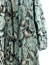Teal Metallic Floral Duster Jacket arcadeshops.com