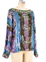 Sequin and Bead Embellished Floral Top Top arcadeshops.com