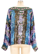 Sequin and Bead Embellished Floral Top Top arcadeshops.com