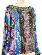 Sequin and Bead Embellished Floral Top Top arcadeshops.com