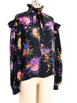 Ungaro Floral Ruffle Top Top arcadeshops.com