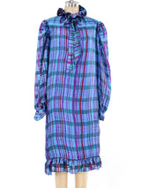 Plaid Printed Silk Ruffle Dress Dress arcadeshops.com