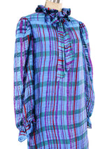Plaid Printed Silk Ruffle Dress Dress arcadeshops.com