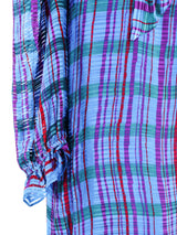 Plaid Printed Silk Ruffle Dress Dress arcadeshops.com