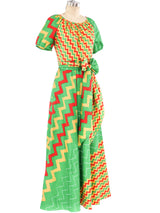 Mixed Chevron Printed Maxi Dress Dress arcadeshops.com