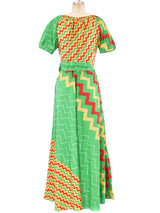 Mixed Chevron Printed Maxi Dress Dress arcadeshops.com