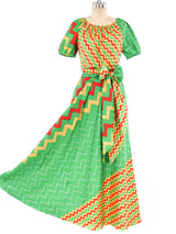 Mixed Chevron Printed Maxi Dress Dress arcadeshops.com