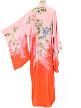 Reversible Floral Ombre Silk Kimono Robe Jacket arcadeshops.com