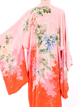 Reversible Floral Ombre Silk Kimono Robe Jacket arcadeshops.com