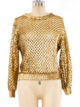 Metallic Gold Sequin Embellished Sweater Top arcadeshops.com
