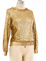 Metallic Gold Sequin Embellished Sweater Top arcadeshops.com