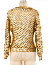 Metallic Gold Sequin Embellished Sweater Top arcadeshops.com