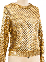 Metallic Gold Sequin Embellished Sweater Top arcadeshops.com