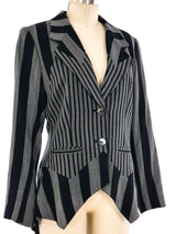 Issey Miyake Striped Asymmetrical Blazer Jacket arcadeshops.com