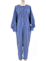 Issey Miyake Plantation Striped Indigo Jumpsuit Jumpsuit arcadeshops.com