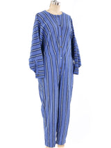 Issey Miyake Plantation Striped Indigo Jumpsuit Jumpsuit arcadeshops.com