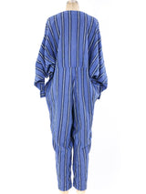 Issey Miyake Plantation Striped Indigo Jumpsuit Jumpsuit arcadeshops.com