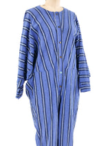 Issey Miyake Plantation Striped Indigo Jumpsuit Jumpsuit arcadeshops.com