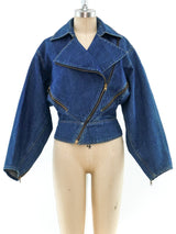Alaia Cropped Denim Motorcycle Jacket Jacket arcadeshops.com