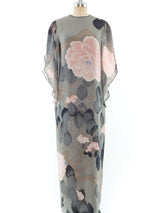 Hanae Mori Floral Printed Silk Chiffon Dress Dress arcadeshops.com
