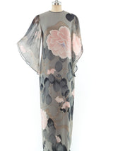 Hanae Mori Floral Printed Silk Chiffon Dress Dress arcadeshops.com