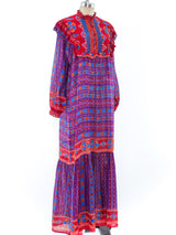 Ikat Printed Cotton Ruffle Dress Dress arcadeshops.com