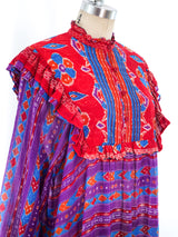 Ikat Printed Cotton Ruffle Dress Dress arcadeshops.com