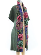 Kenzo Knit Coat with Tufted Floral Applique Outerwear arcadeshops.com