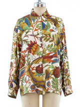 Salvatore Ferragamo Printed Silk Blouse Top arcadeshops.com