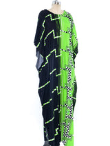 Checker Print Neon Pleated Caftan Dress arcadeshops.com