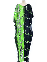 Checker Print Neon Pleated Caftan Dress arcadeshops.com