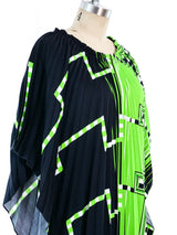 Checker Print Neon Pleated Caftan Dress arcadeshops.com
