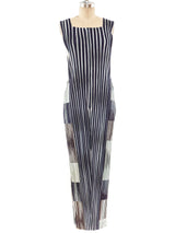 Issey Miyake Striped Plisse Pleated Jumpsuit Suit arcadeshops.com