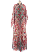 Block Printed Angel Sleeve Caftan Dress arcadeshops.com