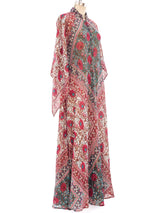 Block Printed Angel Sleeve Caftan Dress arcadeshops.com