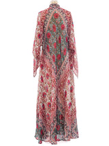 Block Printed Angel Sleeve Caftan Dress arcadeshops.com