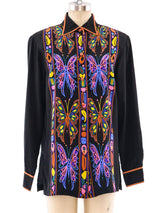 Bob Mackie Butterfly Printed Silk Blouse Top arcadeshops.com