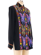 Bob Mackie Butterfly Printed Silk Blouse Top arcadeshops.com