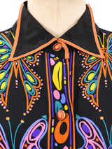 Bob Mackie Butterfly Printed Silk Blouse Top arcadeshops.com