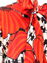 Graphic Floral Satin Blouse Top arcadeshops.com