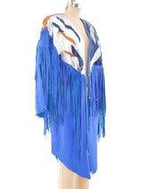Fringed Blue Leather Western Jacket Jacket arcadeshops.com