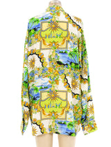 Versus by Gianni Versace Miami Print Silk Shirt Top arcadeshops.com