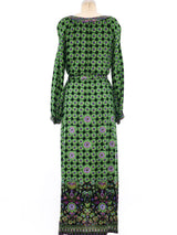 Adele Simpson Green Floral Rhinestone Embellished Dress Dress arcadeshops.com
