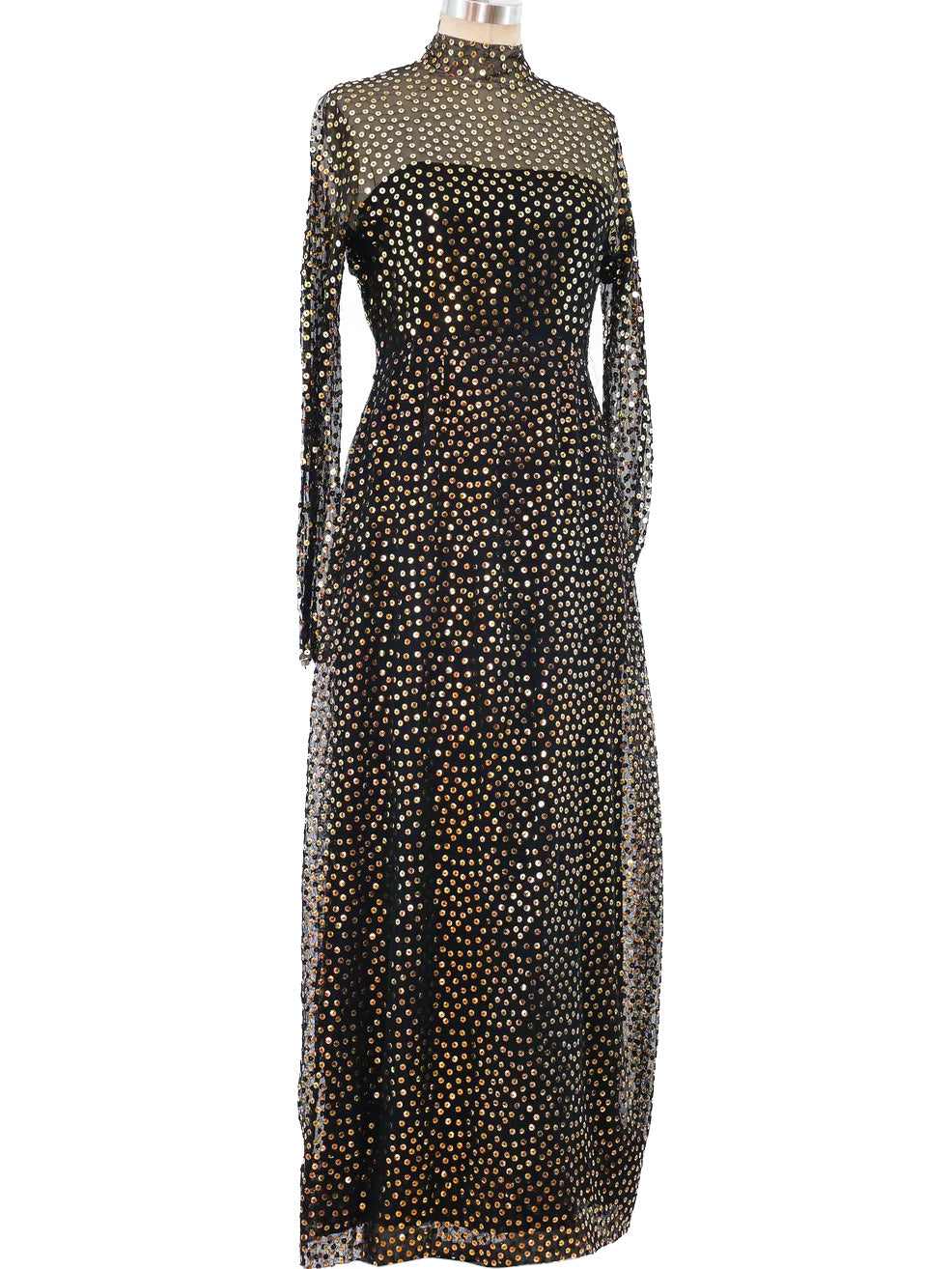 Victor Costa Gold Sequin Embellished Dress