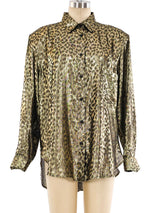Metallic Leopard Printed Blouse Top arcadeshops.com