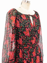 Treacy Lowe Block Printed Silk Chiffon Ruffle Dress Dress arcadeshops.com